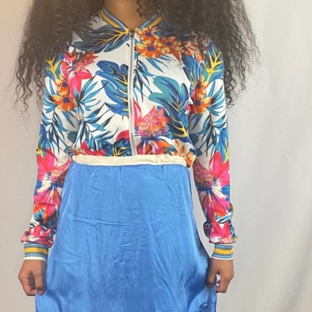 Jealous Tomato Cropped Zip Front Jacket Multicolor